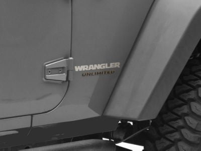 Jeep Licensed by RedRock Wrangler Side Logo; Silver (87-18 Jeep Wrangler YJ, TJ & JK)