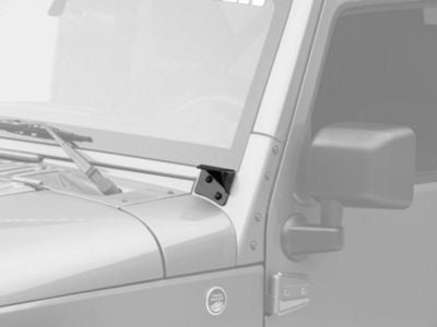KC HiLiTES Windshield Hinge Mounting Brackets; Black (07-18 Jeep Wrangler JK)