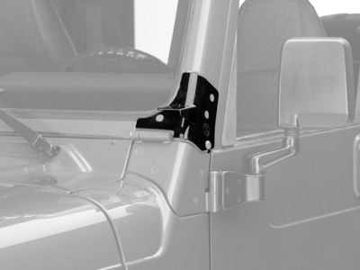 KC HiLiTES Windshield Hinge Mounting Brackets; Black (97-06 Jeep Wrangler TJ)