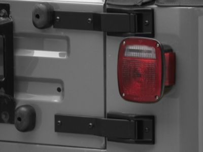 Tailgate Hinge; Black Powder Coated Stainless Steel; Pair (97-06 Jeep Wrangler TJ)