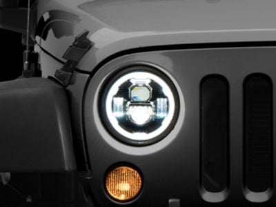 Raxiom Jeep Wrangler Axial Series 7-Inch LED Headlights with DRL; Black
