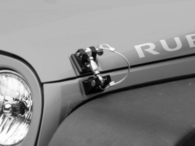 RedRock Hood Catch Kit; Black Aluminum (07-18 Jeep Wrangler JK)