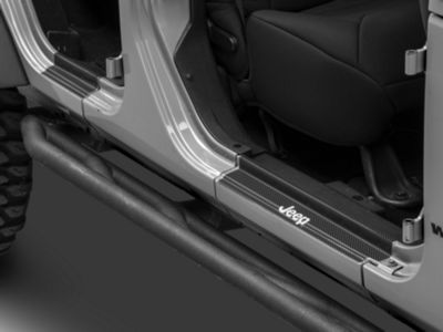 Jeep Licensed by RedRock Carbon Fiber Door Sill Decal; White (07-18 Jeep Wrangler JK)