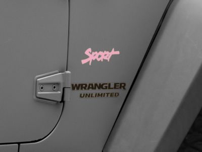 Jeep Licensed by RedRock Sport Script Side Logo Decal; Pink (87-18 Jeep Wrangler YJ, TJ & JK)