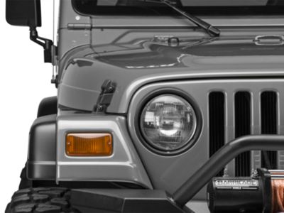 Headlight; Chrome Housing; Clear Lens; Passenger Side (97-06 Jeep Wrangler TJ)