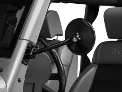 Rugged Ridge Quick Release Round Mirror; Black (97-18 Jeep Wrangler TJ & JK)
