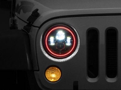 Oracle 7-Inch High Powered LED Headlights with ColorSHIFT Halo; Black Housing; Clear Lens (97-18 Jeep Wrangler TJ & JK)