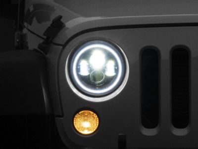 Oracle 7-Inch High Powered LED Headlights with White Halo; Black Housing; Clear Lens (97-18 Jeep Wrangler TJ & JK)