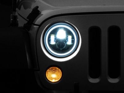 Oracle 7-Inch Switchback LED Halo Headlights; Black Housing; Clear Lens (07-18 Jeep Wrangler JK)