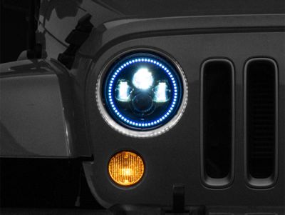 Oracle 7-Inch High Powered LED Headlights with ColorSHIFT Halo; Black Housing; Clear Lens; BC1 Controller (07-17 Jeep Wrangler JK)