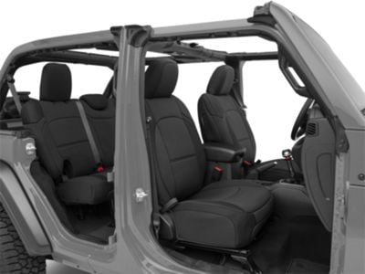 TruShield Neoprene Front and Rear Seat Covers; Black (18-24 Jeep Wrangler JL 4-Door w/o Armrest, Excluding 4xE)