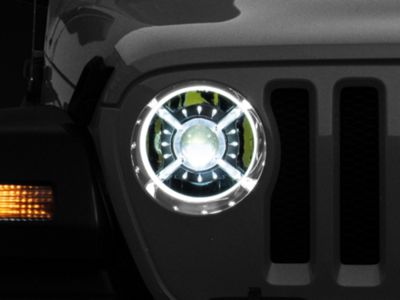 Raxiom 9-Inch LED Headlights with DRL and Halo; Black Housing; Clear Lens (18-24 Jeep Wrangler JL)