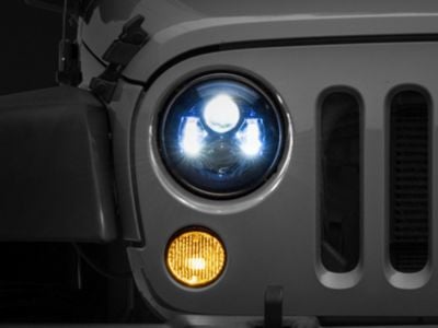 Raxiom 7-Inch LED Headlights; Blue Housing; Clear Lens (07-18 Jeep Wrangler JK)
