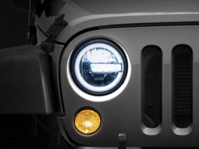 Raxiom 7-Inch LED Headlights with Halos; Black Housing; Clear Lens (97-18 Jeep Wrangler TJ & JK)
