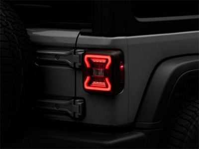 Raxiom LED Tail Lights; Black Housing; Red Lens (18-24 Jeep Wrangler JL w/ Factory Halogen Tail Lights)