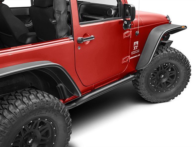 RedRock Jeep Wrangler Rocker Guards; Textured Black J100188 (07-18 Jeep ...