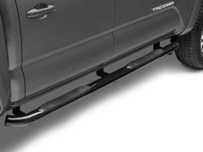RedRock 3-Inch Side Step Bars; Black (05-23 Tacoma Double Cab)