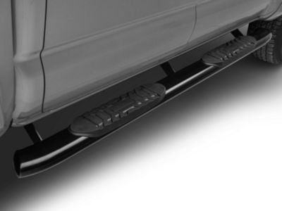 RedRock 5-Inch Oval Bent End Side Step Bars; Black (05-23 Tacoma Double Cab)
