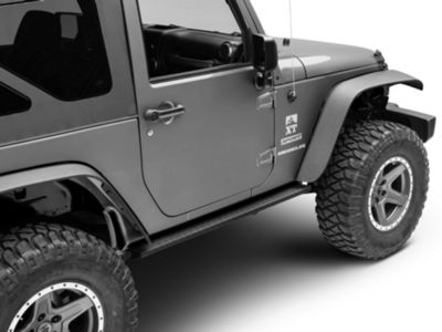 RedRock Jeep Wrangler HD Straight Rocker Steps; Textured Black J116330 ...