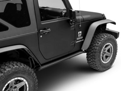 RedRock Jeep Wrangler HD Straight Rocker Steps; Textured Black J116330 ...