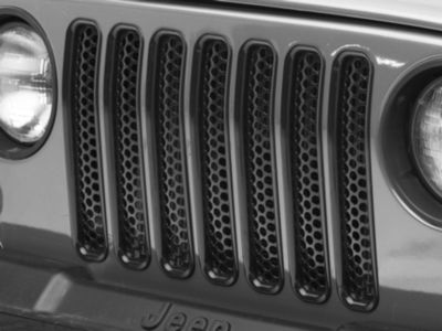 RedRock Grille Inserts; Gloss Black (97-06 Jeep Wrangler TJ)