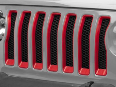 RedRock Grille Inserts; Red (18-23 Jeep Wrangler JL w/o TrailCam, Excluding Rubicon & Sahara)