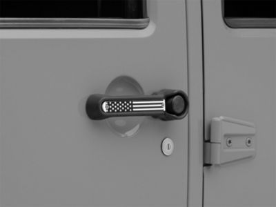 RedRock Old Glory Door Handle Inserts; Black and White (07-18 Jeep Wrangler JK 4-Door)