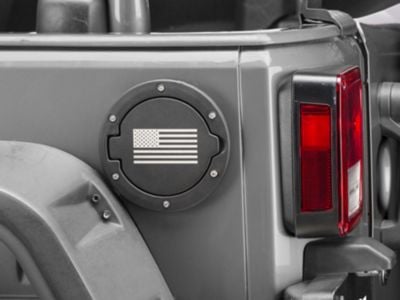 RedRock Old Glory Fuel Door Cover; Textured Black (07-18 Jeep Wrangler JK)