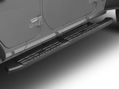 RedRock Pinnacle Oval Bent End Side Step Bars; Textured Black (18-24 Jeep Wrangler JL 4-Door)