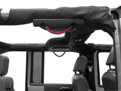 RedRock Rear Soundbar Paracord Grab Handles; Black and Pink (07-18 Jeep Wrangler JK 4-Door)