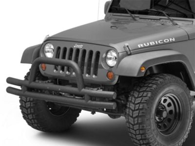 RedRock Tubular Front Bumper; Textured Black (07-18 Jeep Wrangler JK)