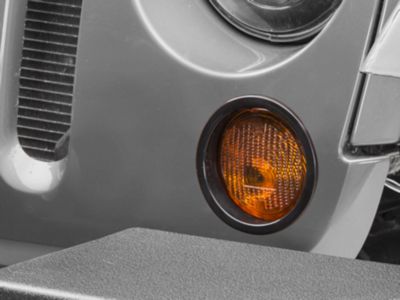 RedRock Turn Signal Bezels; Black (07-18 Jeep Wrangler JK)
