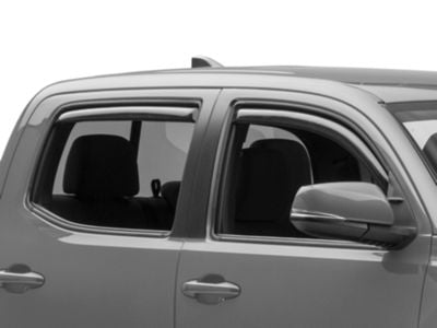 RedRock Low Profile Window Deflectors; Front and Rear; Gloss Black (16-23 Tacoma Double Cab)