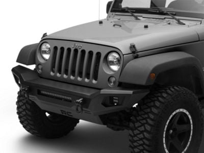 Rough Country Full-Width Front Bumper; Satin Black (07-18 Jeep Wrangler JK)
