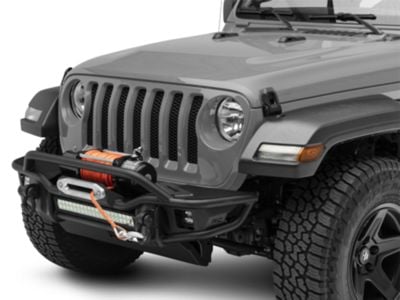 Rough Country Tubular Winch Front Bumper; Satin Black (18-24 Jeep Wrangler JL)