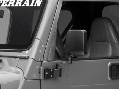 Rugged Ridge Door Mirrors; Black (87-02 Jeep Wrangler YJ & TJ)