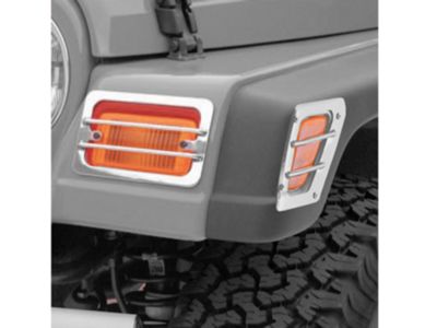 Rugged Ridge Euro Turn Signal and Side Marker Light Guards; Stainless Steel (97-06 Jeep Wrangler TJ)