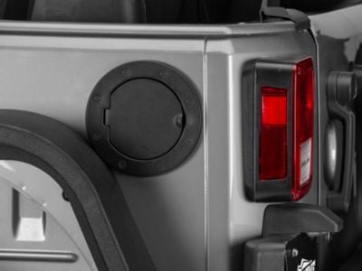 Rugged Ridge Non-Locking Fuel Door Cover; Textured Black (07-18 Jeep Wrangler JK)