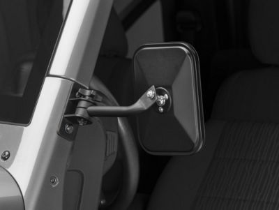 Rugged Ridge Rectangular Stubby Trail Mirror; Textured Black; Pair (97-18 Jeep Wrangler TJ & JK)