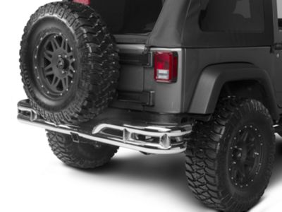 Rugged Ridge 3-Inch Double Tube Rear Bumper; Stainless Steel (07-18 Jeep Wrangler JK)
