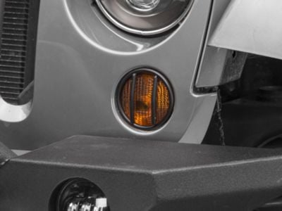 Rugged Ridge Euro Turn Signal Light Guards; Textured Black (07-18 Jeep Wrangler JK)