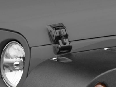 Rugged Ridge Hood Catches; Textured Black (07-18 Jeep Wrangler JK)
