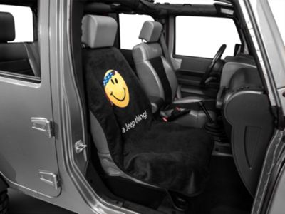 Seat Cover with Jeep Smiley Face; Black (Universal; Some Adaptation May Be Required)