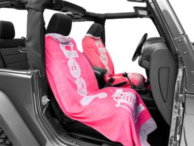 Towel2Go Seat Cover with Jeep and Grille Logo; Pink (Universal; Some Adaptation May Be Required)