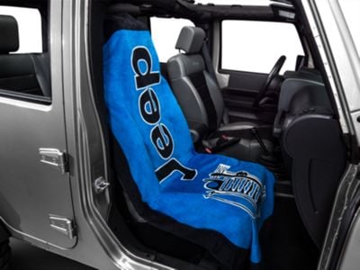 Towel2Go Seat Cover with Jeep and Grille Logo; Blue (Universal; Some Adaptation May Be Required)