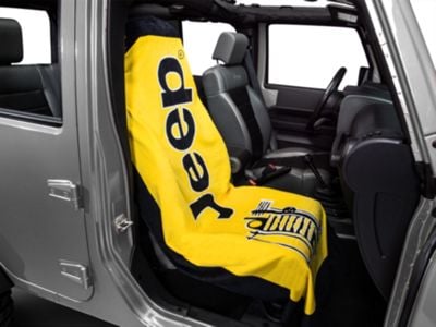 Towel2Go Seat Cover with Jeep and Grille Logo; Yellow (Universal; Some Adaptation May Be Required)