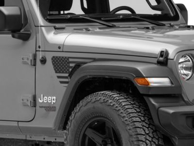 SEC10 Side Accent Flag Decal; Matte Black and White (18-24 Jeep Wrangler JL)