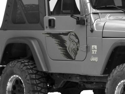 SEC10 Jeep Wrangler Skull Crash Side Graphics; Black J157933 (97