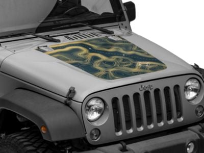 SEC10 Jeep Wrangler Topographical Hood Decal; Tan J167622 SEC10 Jeep Wrangler Topographical Hood Decal; Tan J167622