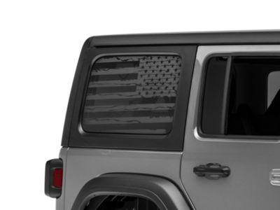 SpeedForm Distressed Flag Hard Top Window Decal; Matte Black (18-24 Jeep Wrangler JL 4-Door)